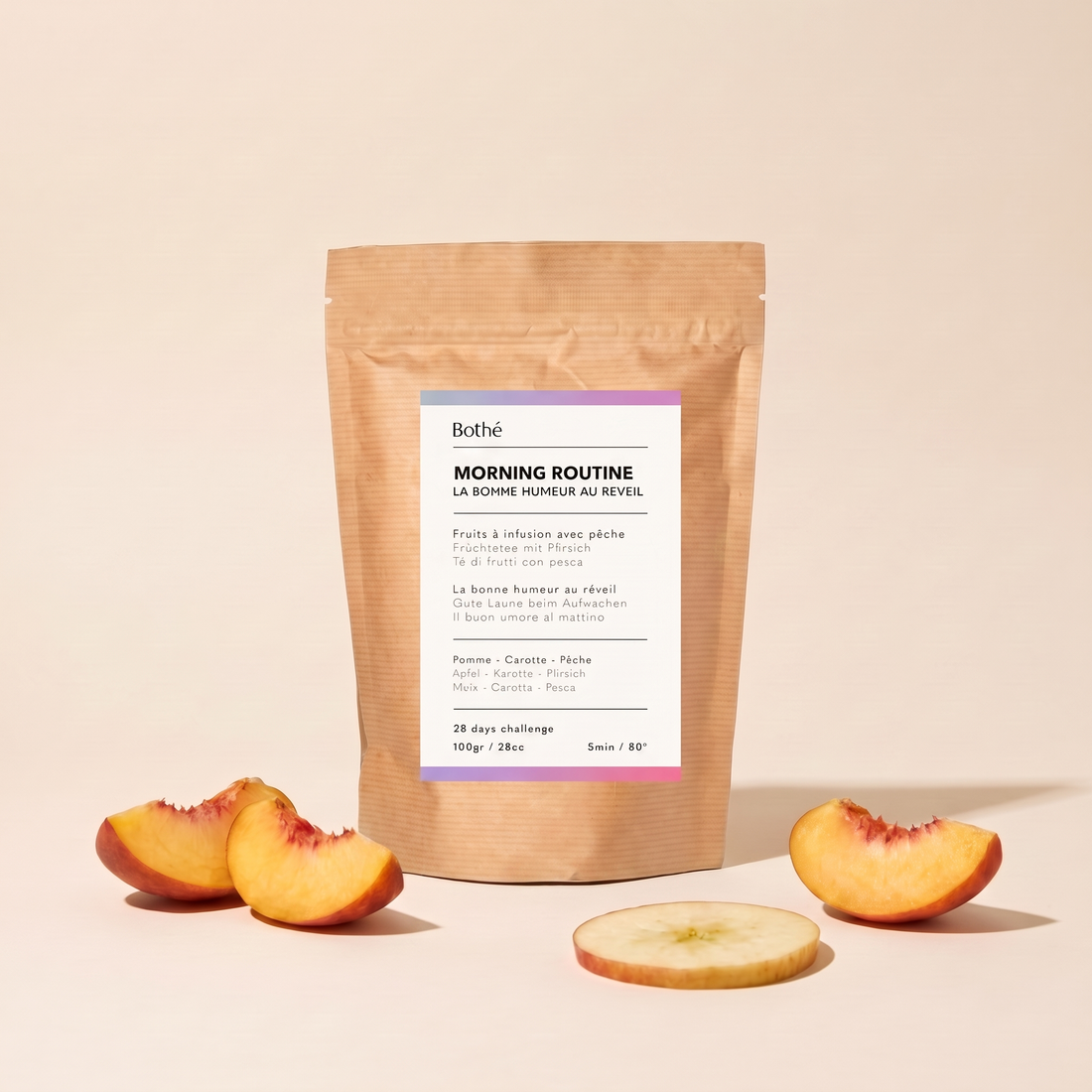 MORNING ROUTINE-Beutel von Bothé, koffeinfreier Kräutertee mit Pfirsich, Apfel und Zitronengras für das morgendliche Ritual
