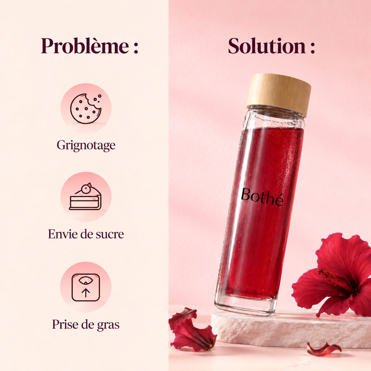 Kräutertee „FITNESS-TEE“ – Vergleich zwischen Problem und Lösung anhand der Flasche